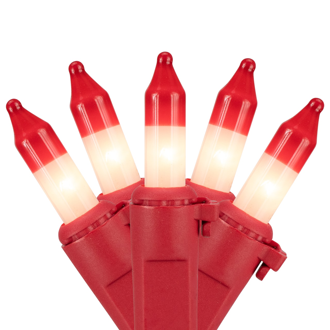 50ct. Peppermint Mini Christmas Light Set With Red Wire